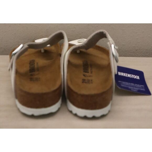 Birkenstock Women's Sz 8 White Leather Gizeh Birko-Flor Sandals - Picture 3 of 13